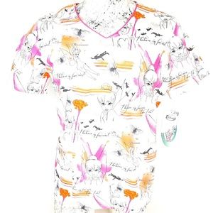 Disney Tinkerbell Scrub Top Womens XL NWT